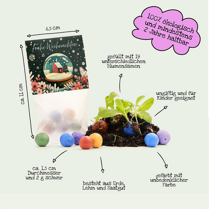 10×5 Blumenmurmeln „Schneekugel“ – Weihnachtsgruß