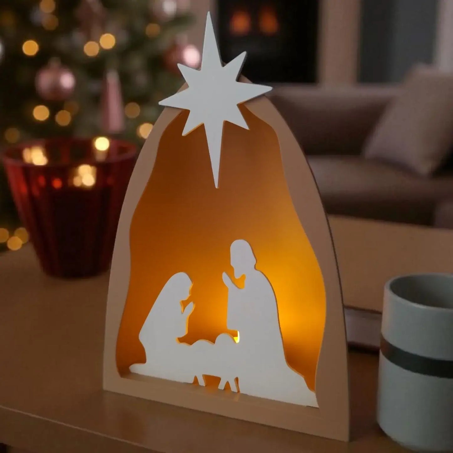 LED-Weihnachtskrippe für ruhige Adventsrituale und Winterdeko