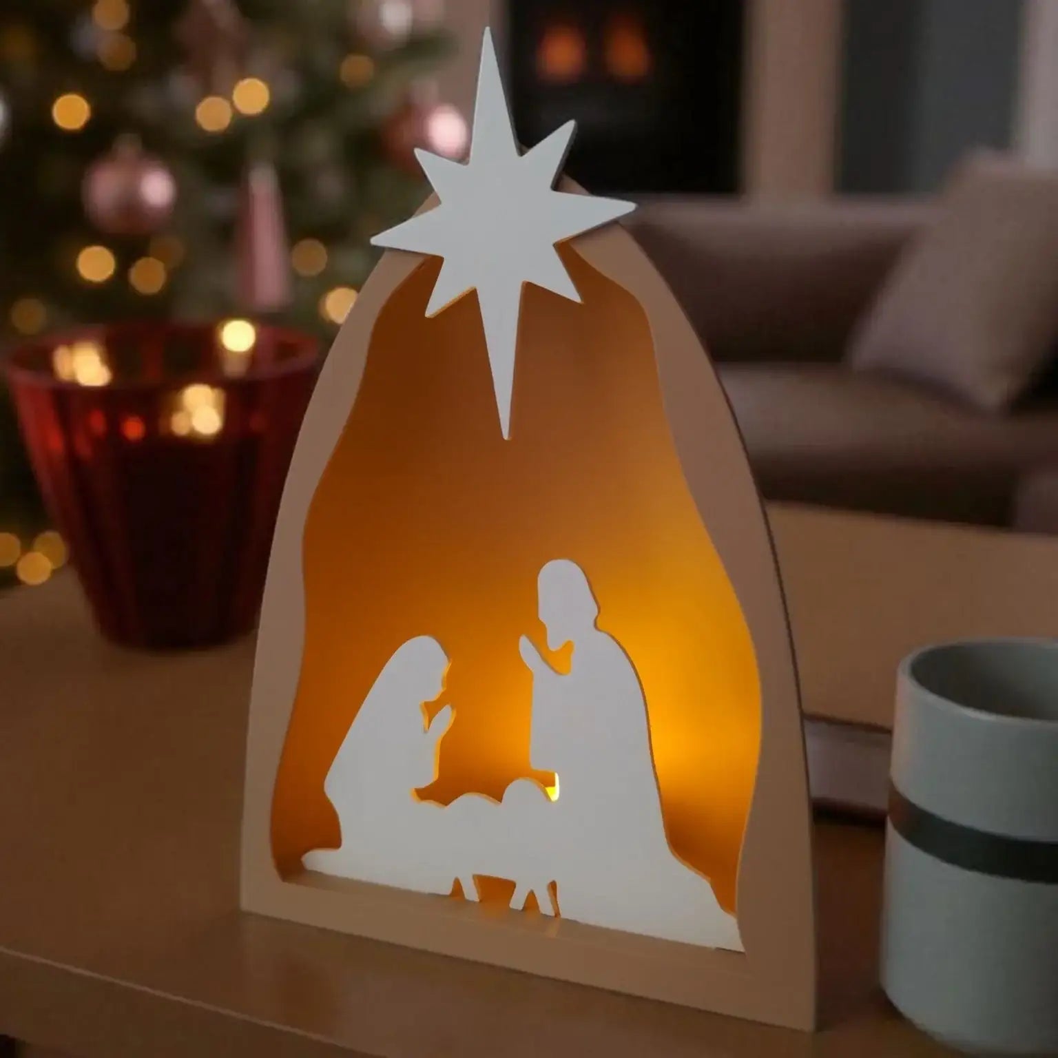 LED-Weihnachtskrippe für ruhige Adventsrituale und Winterdeko