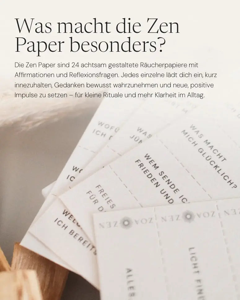 Press Pause Räucherpapier von ZoaZen für bewusste Auszeiten – stimmungsvolle Präsentation