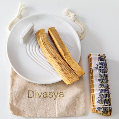 Palo Santo Starter-Set mit weißer Räucherschale
