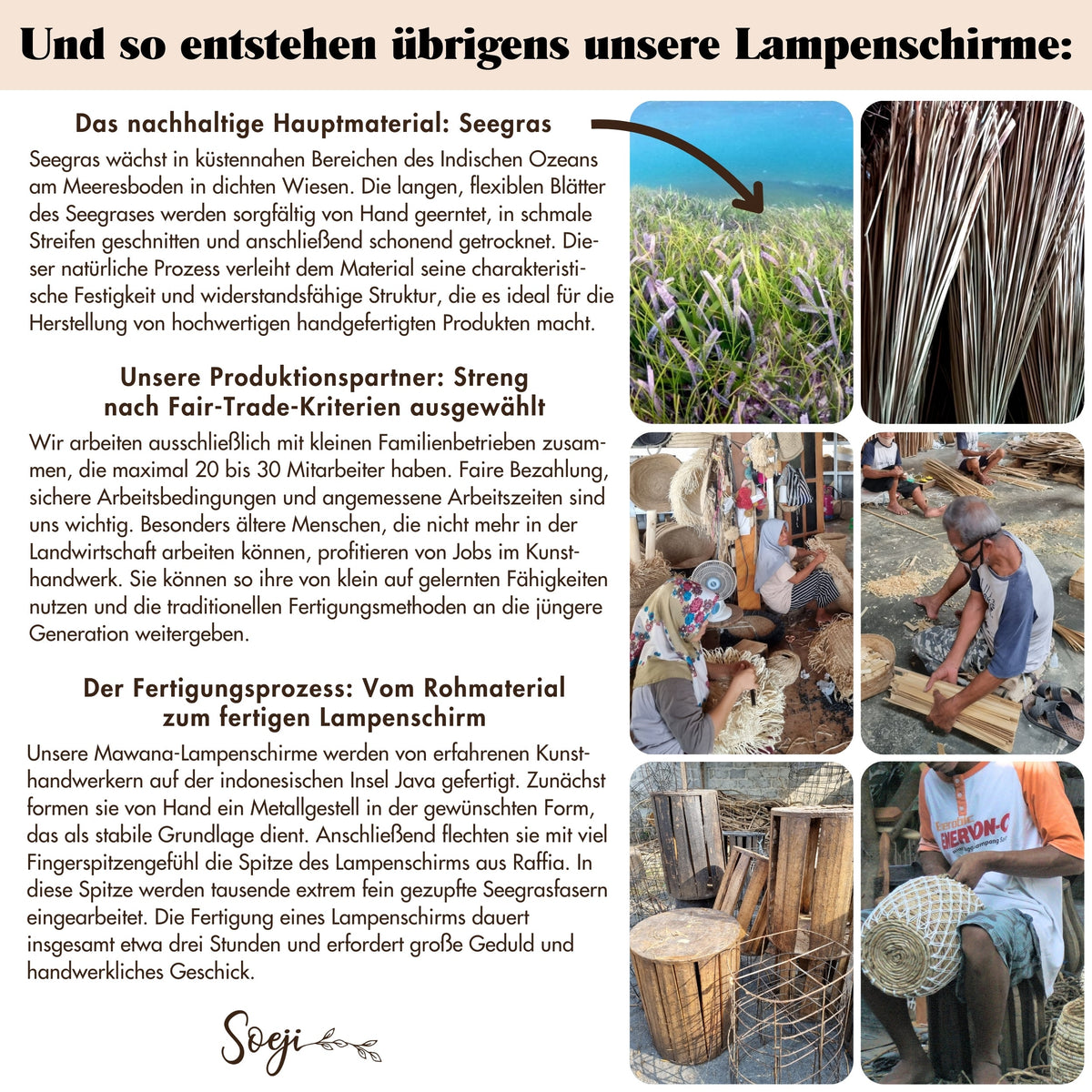 Boho-Lampenschirm MAWANA – Seegras und Raffia