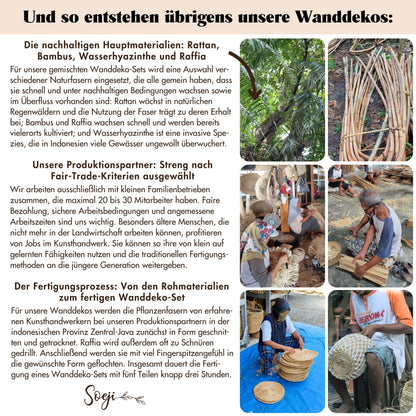 Wanddeko-Set PENIDA (5-teilig) – Naturfasern