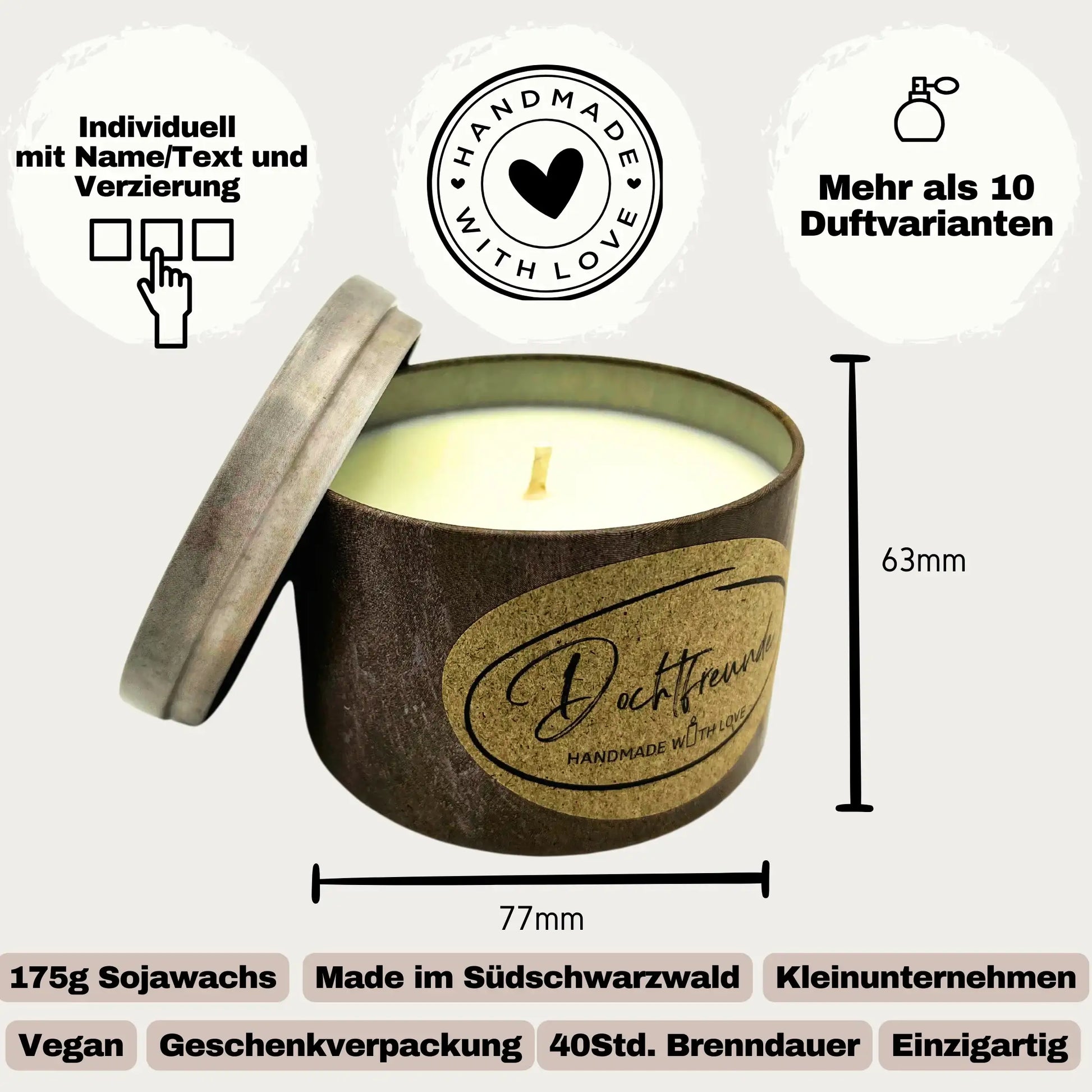 Duftkerze personalisierbar Wohnbereich SteinKunstWerk