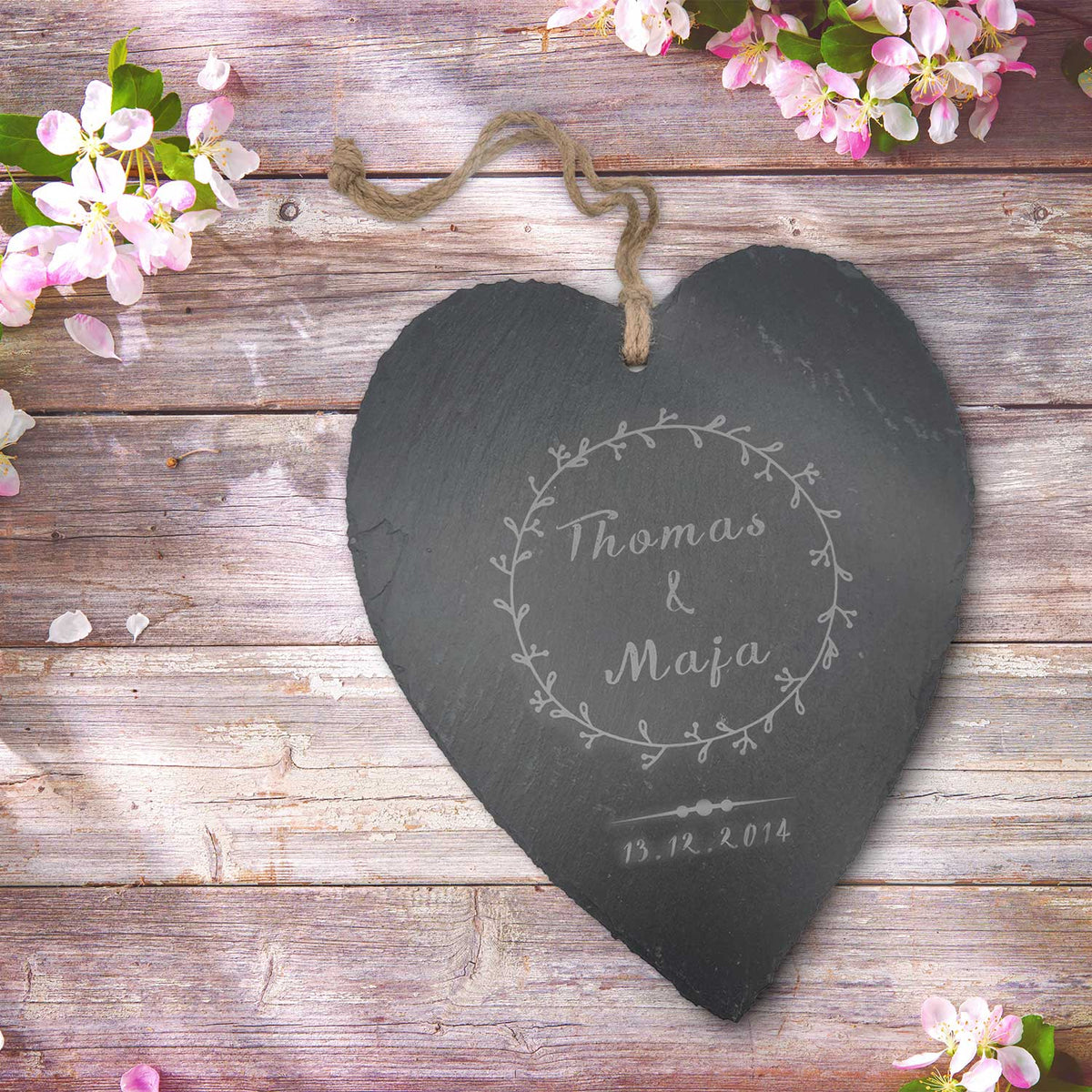 Personalisiertes Schieferherz für Paare