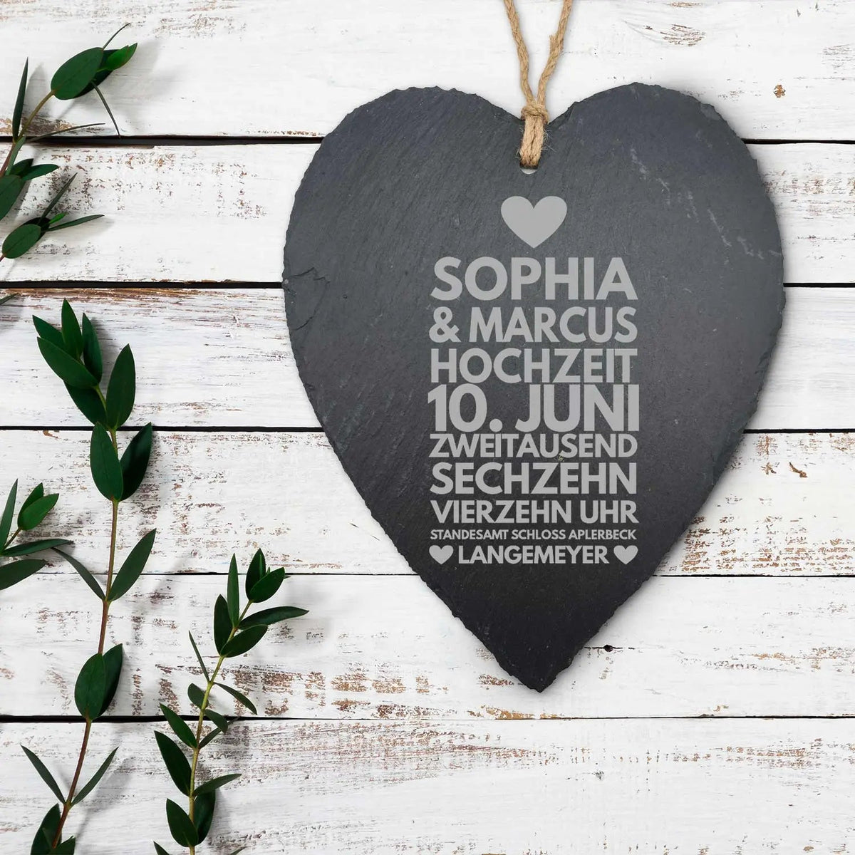 Schieferherz Traumhochzeit – weitere Ansicht