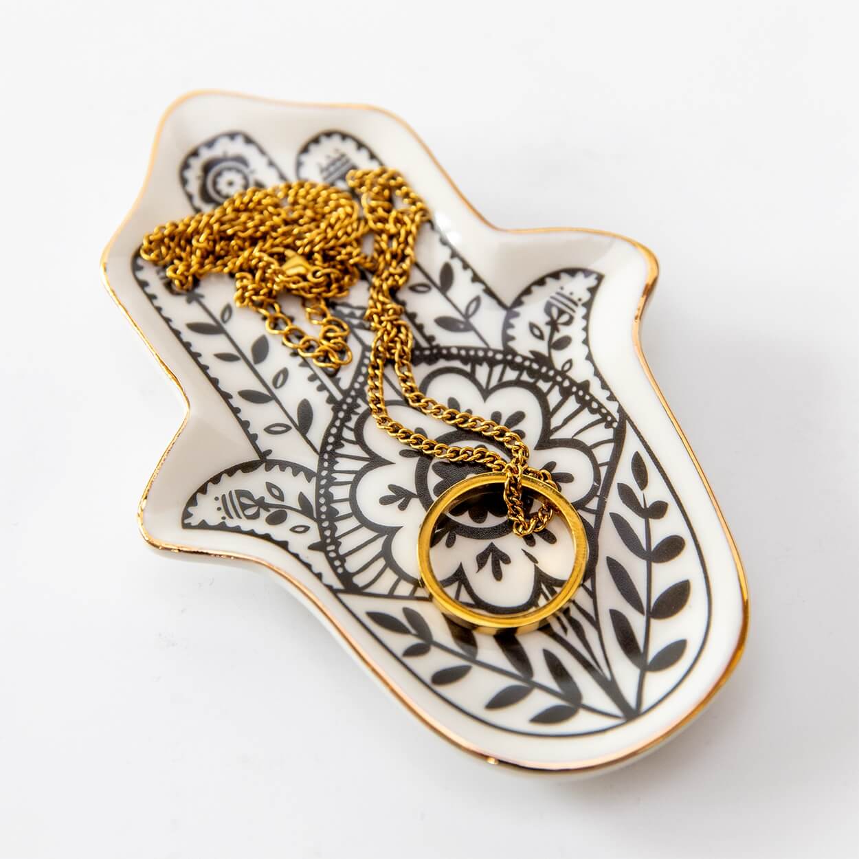 Hamsa sieradenschaaltje in zwart of wit