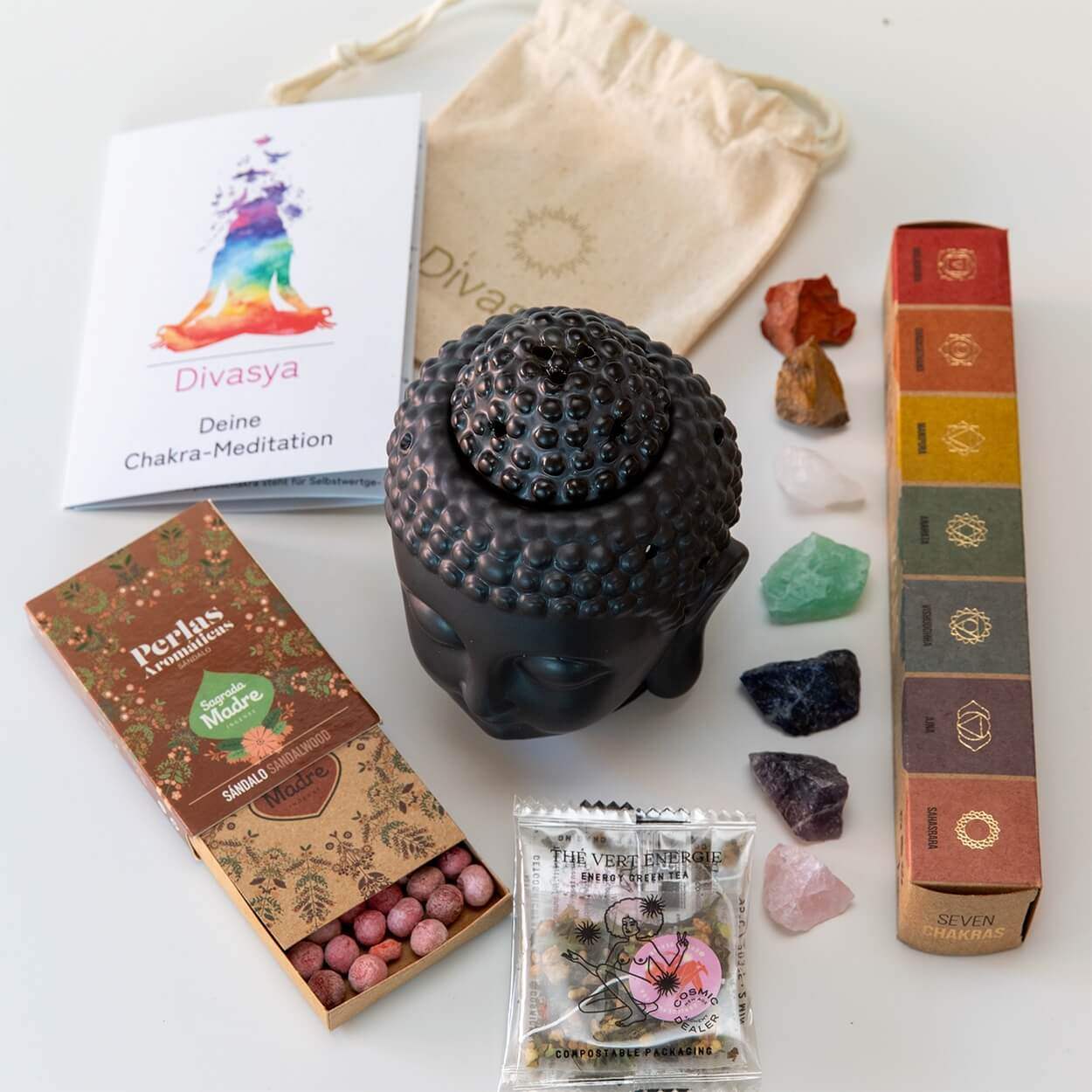 Geschenkset Chakra Meditation & Yoga von SteinKunstWerk für stilvolle Wohnatmosphäre und bewusste Momente