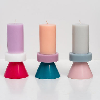 Stack Candle Tall Hellgrau, Pastellblau und Rosa – zusätzliche Produktansicht 4