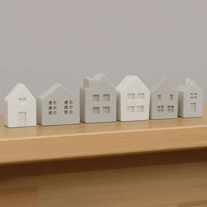 Graue Mini Deko-Häuschen aus dem handgemachten 15er Set