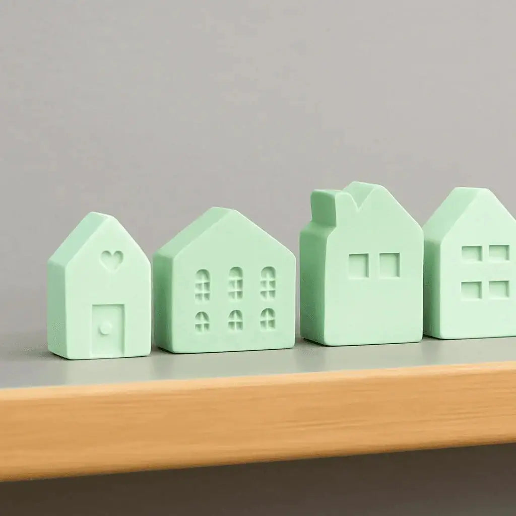 Pastellgrüne Mini Deko-Häuschen für DIY und Adventsdekoration