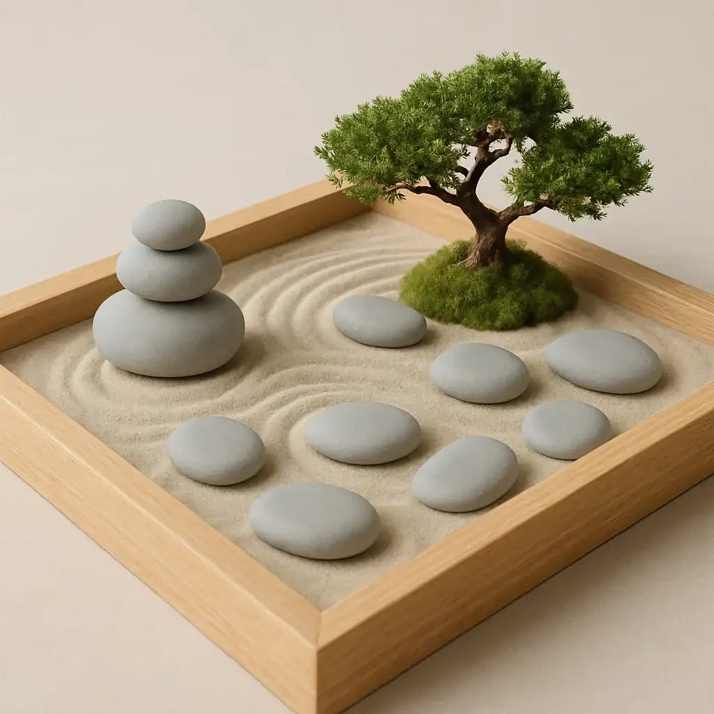 Zen Steine Deko Set als handgemachte Zen-Deko für Ruhe, Balance und Achtsamkeit von SteinKunstWerk
