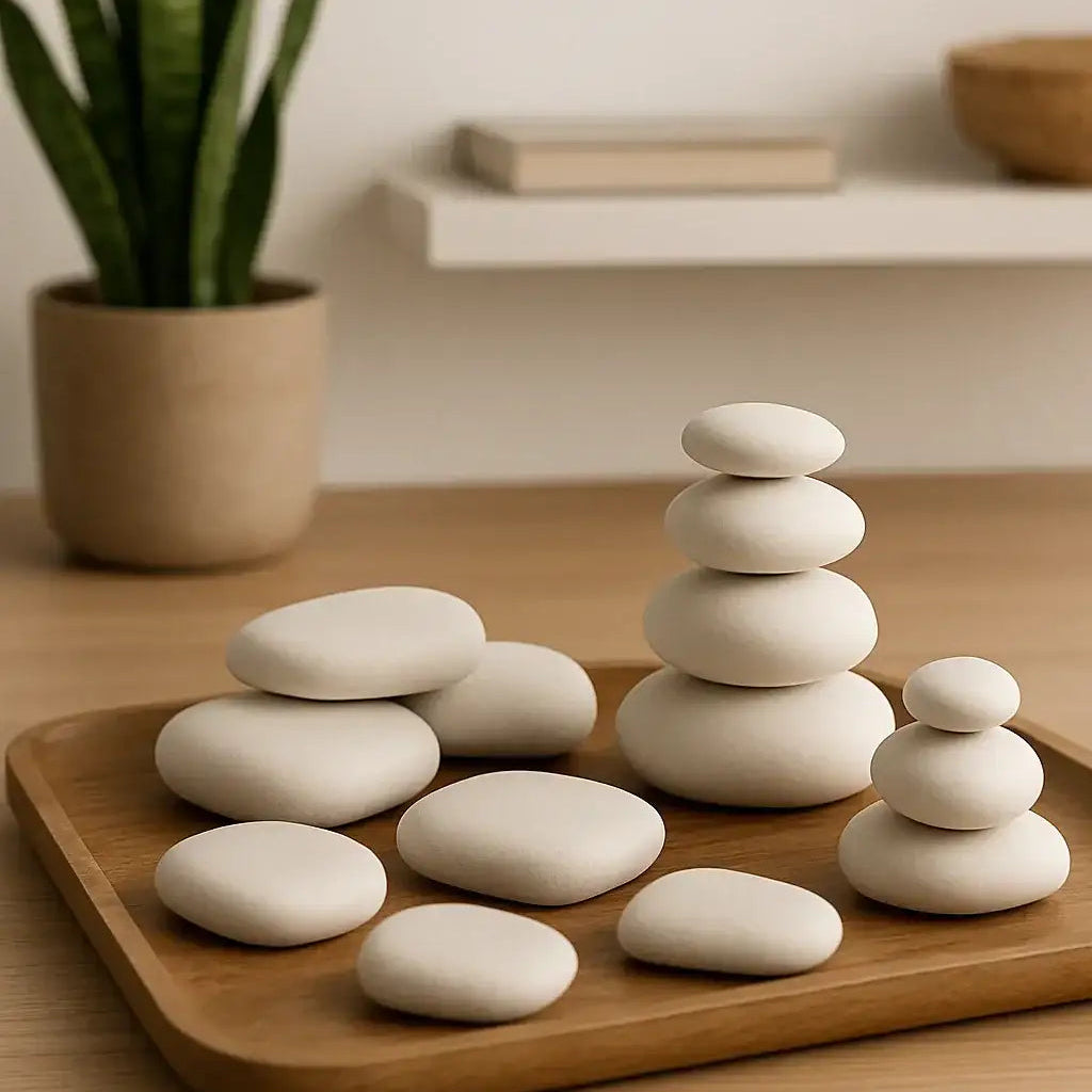 Handgefertigte Dekosteine für eine ruhige Meditationsecke zuhause