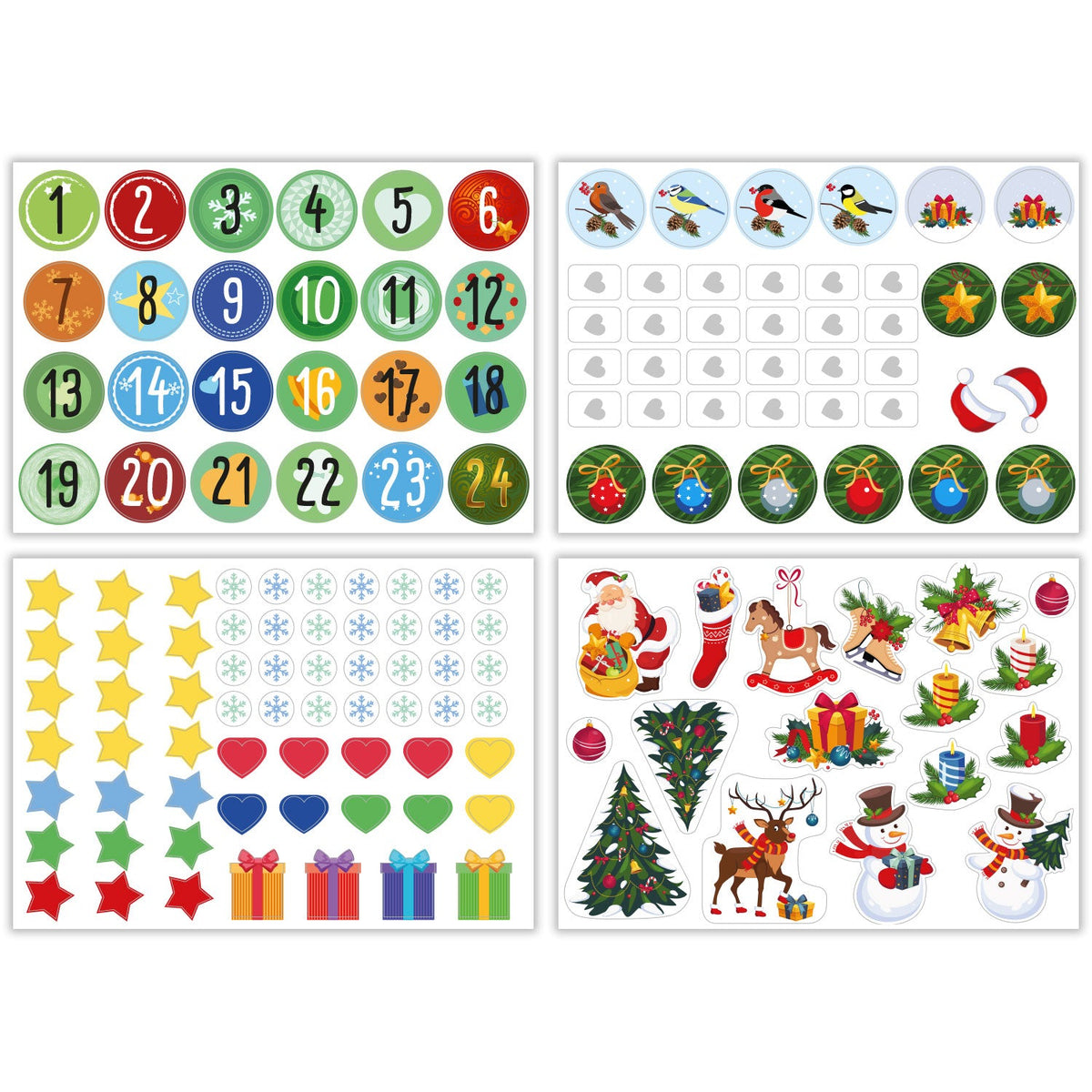 DIY-adventskalender met 25 kraftpapieren zakjes – 144 stickers