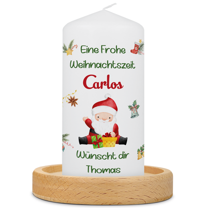 Personalisierte Weihnachtskerze Fröhliche Weihnachten mit Name