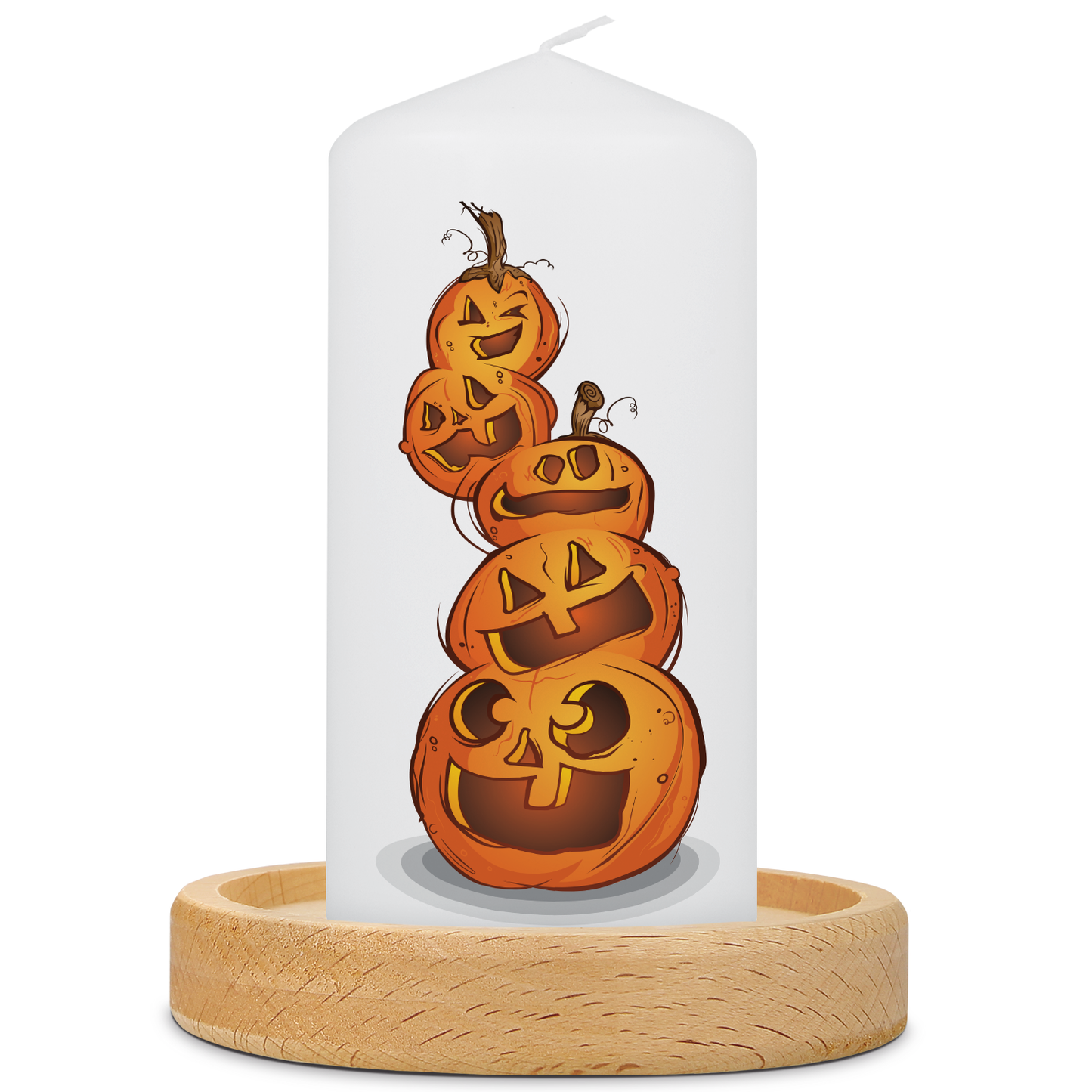 Halloween-kaars Pompoenstapel met kaarsenbordje