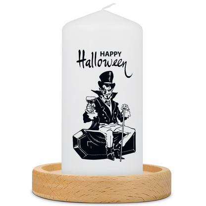 Gepersonaliseerde Halloween-kaars met vampiermotief en naam