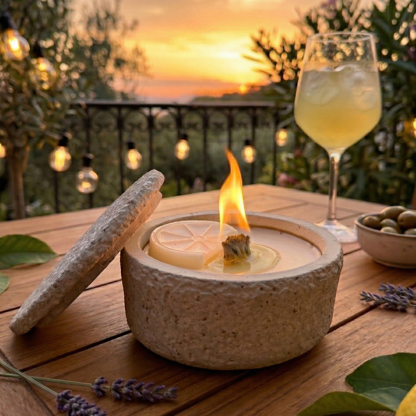 Wachsfresser Gartenfeuer aus Beton für Balkon, Terrasse und Garten