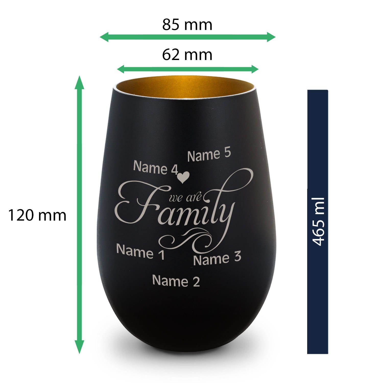 Windlicht „We are Family“ – Produktansicht mit Gravur – Galerie 24