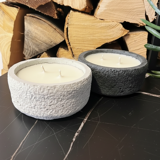 XL Citronella Kerze im schwarzen Betongefäß Die Stille als Outdoor-Kerze für Balkon Terrasse und Garten