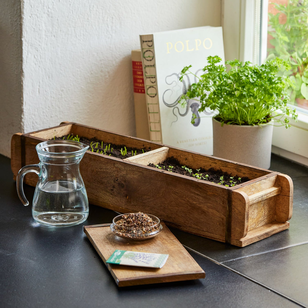 Lange Ziegelform mit 2 Fächern – Vintage-Holzdeko
