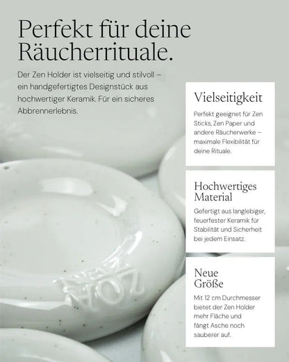 Zen Holder Räucherschale von ZoaZen mit Räucherwerk – Anwendung