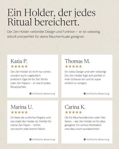Zen Holder Räucherschale von ZoaZen mit Räucherwerk – Duftmoment