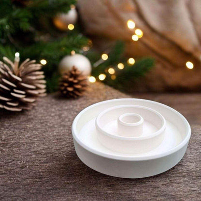 Set aus handgefertigten Aufsteckhäusern & Kerzenring – Exklusive Weihnachtsdeko - by SteinKunstWerk | HE aus nachhaltiger Herstellung