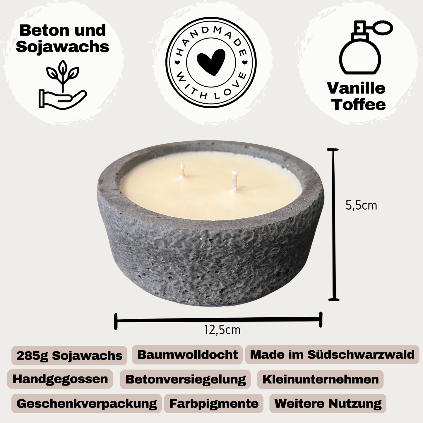 Schwarzes Betongefäß des Statement-Modells „Die Stille“