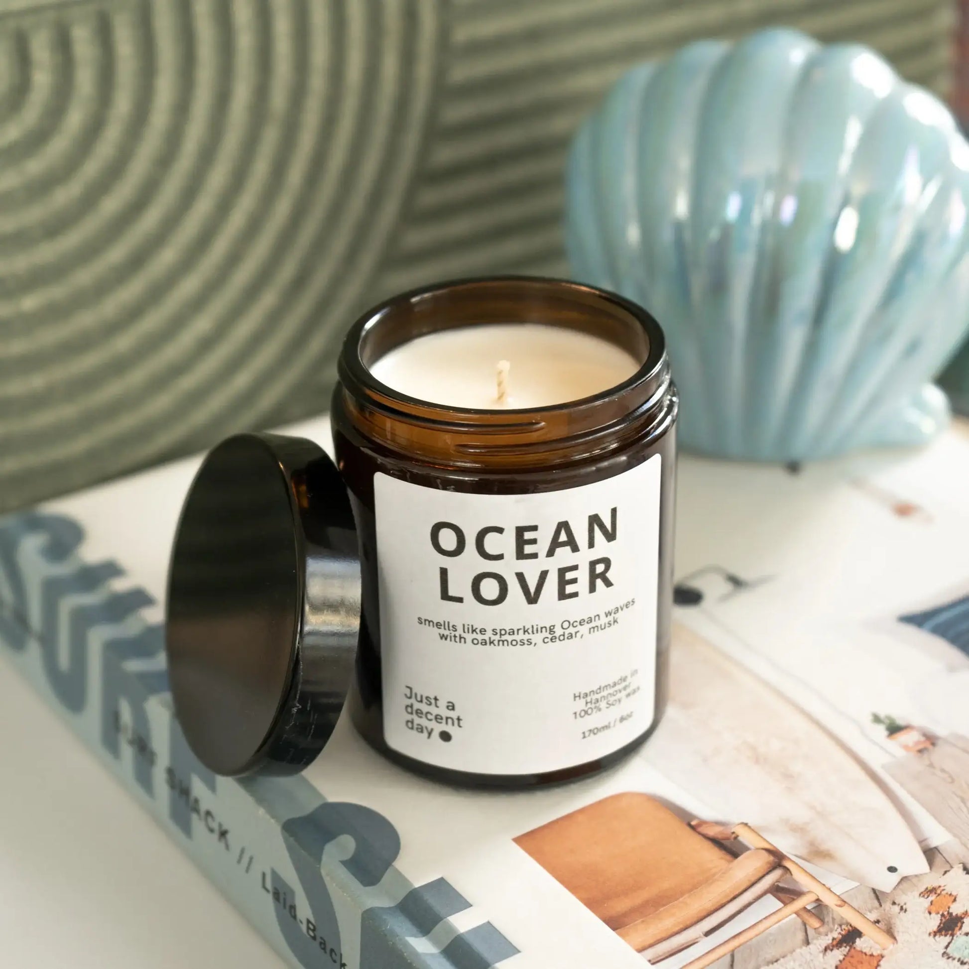 Ocean Lover – Duftkerze mit maritimer Frische & klarer Tiefe - by SteinKunstWerk | Duftkerze im Glas aus nachhaltiger Herstellung