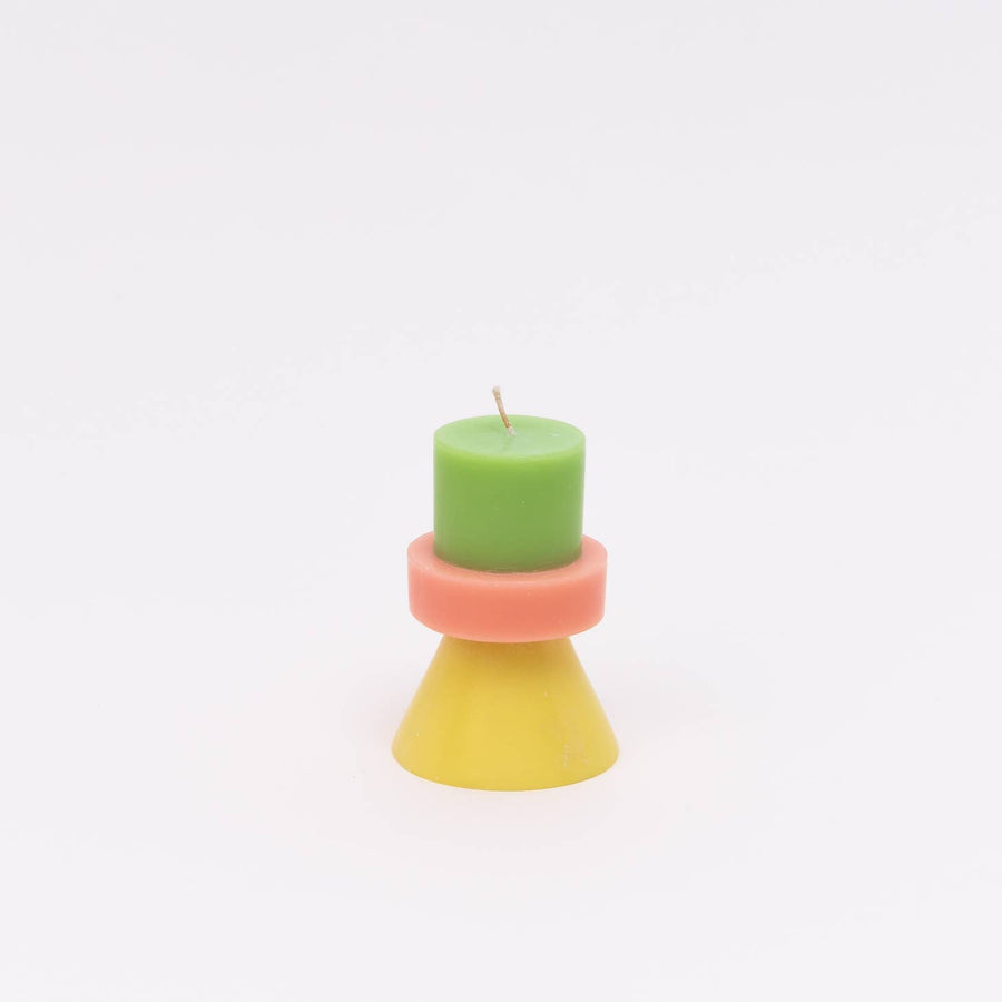 Stack Candle Mini in Limettengrün Koralle und Gelb