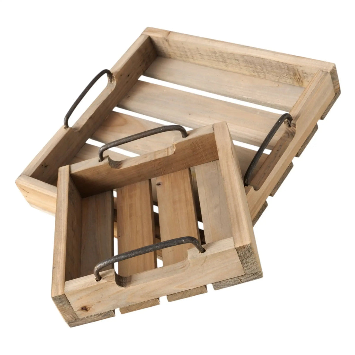 Dekotablett aus Holz – 2er-Set mit Metallgriffen
