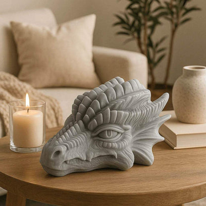 Drachenkopf-Skulptur – Mystische Fantasy-Dekoration für dein Zuhause - by SteinKunstWerk | Deko aus nachhaltiger Herstellung