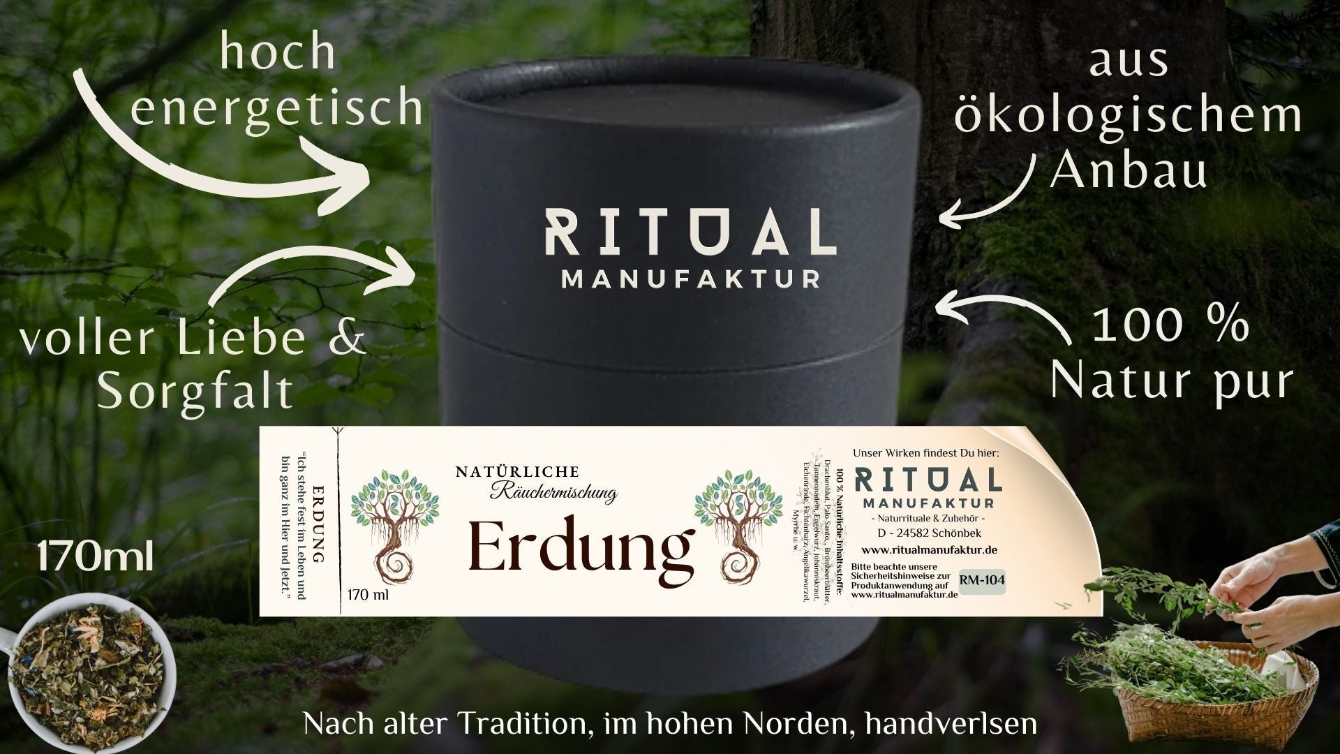Natürliche Kräuter, Hölzer und Harze der Erdung Räuchermischung