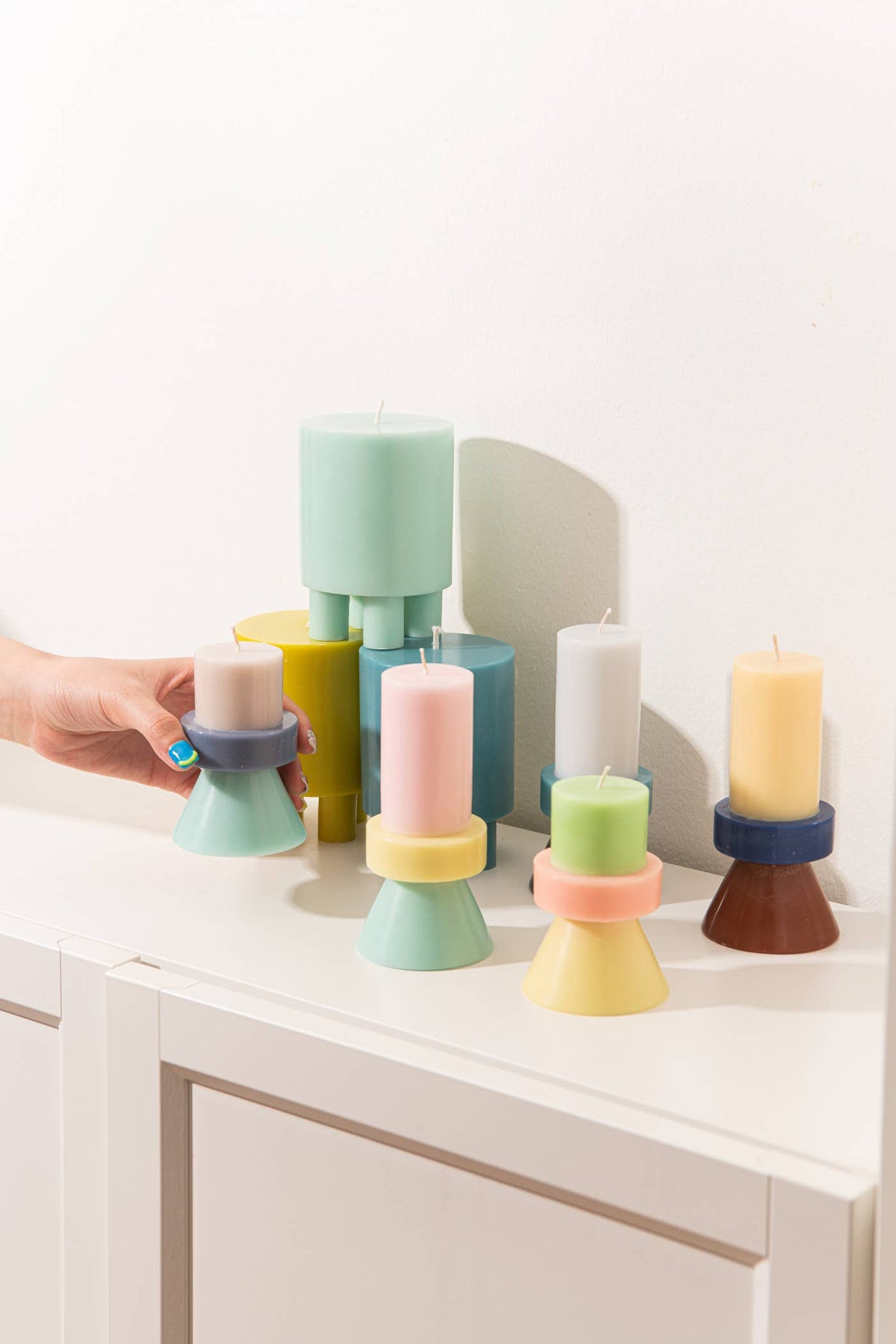 Stack Candle Mini Limettengrün, Koralle und Gelb – zusätzliche Produktansicht 5