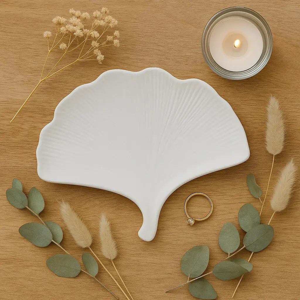 Ginkgoblatt Schmuckablage als handgemachtes Wohnaccessoire