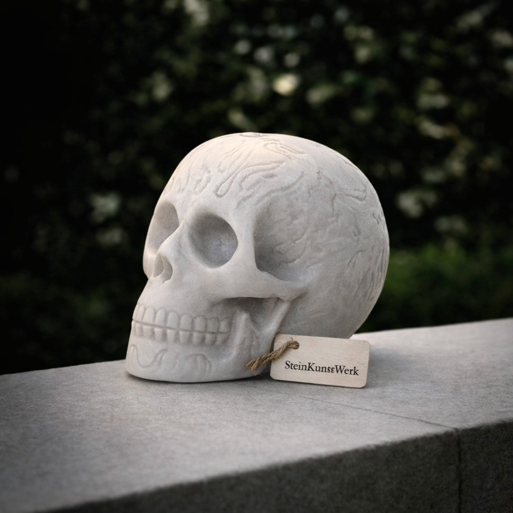 Gothic Totenkopf Dekofigur von SteinKunstWerk für stilvolle Wohnatmosphäre und bewusste Momente