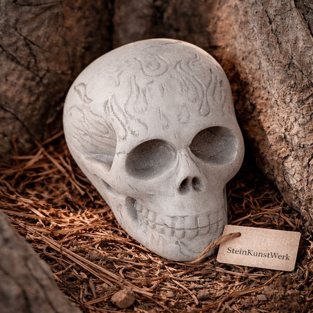 Gothic Totenkopf Dekofigur von SteinKunstWerk für stilvolle Wohnatmosphäre und bewusste Momente