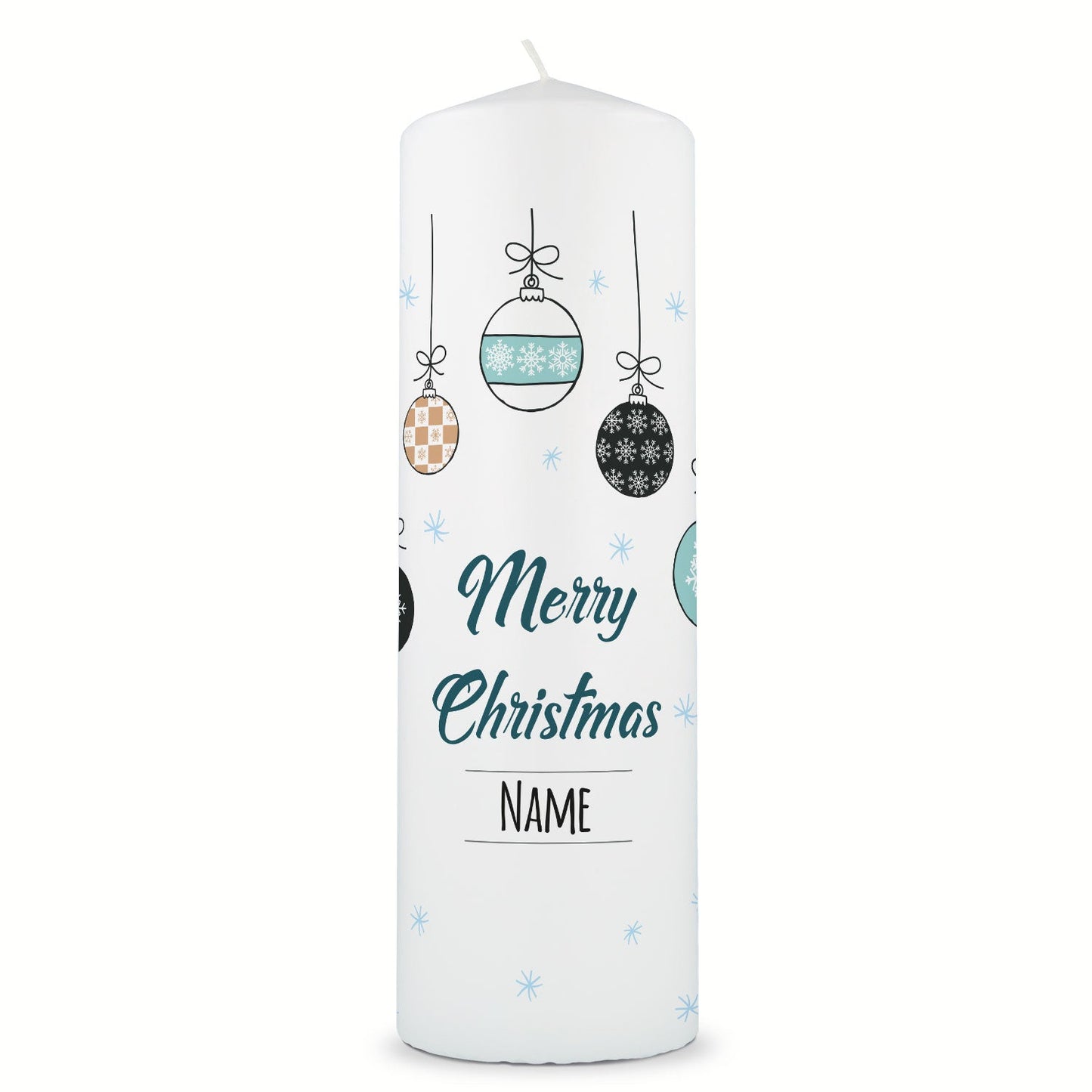 Personalisierte Weihnachtskerze Weihnachtskugel mit Name in Blau