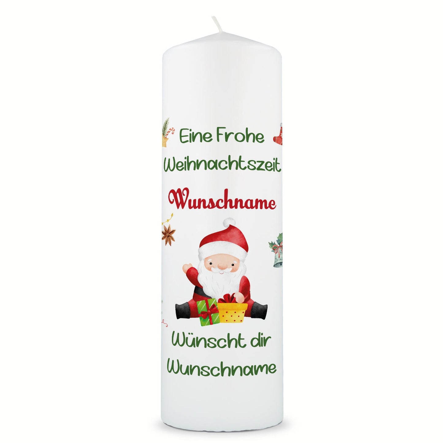 Personalisierte Weihnachtskerze „Fröhliche Weihnachten“ – mit Name