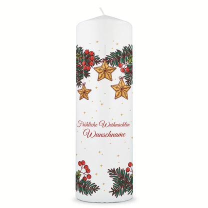 Personalisierte Weihnachtskerze „Christmas Stars“ – Name & Wunschtext