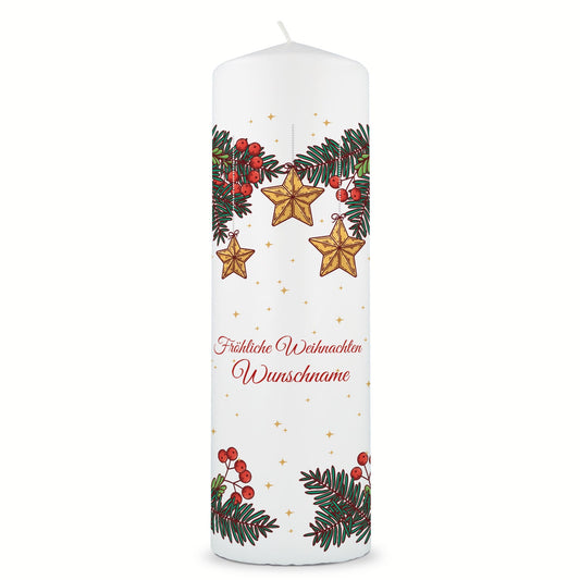 Personalisierte Weihnachtskerze „Christmas Stars“ – Name & Wunschtext