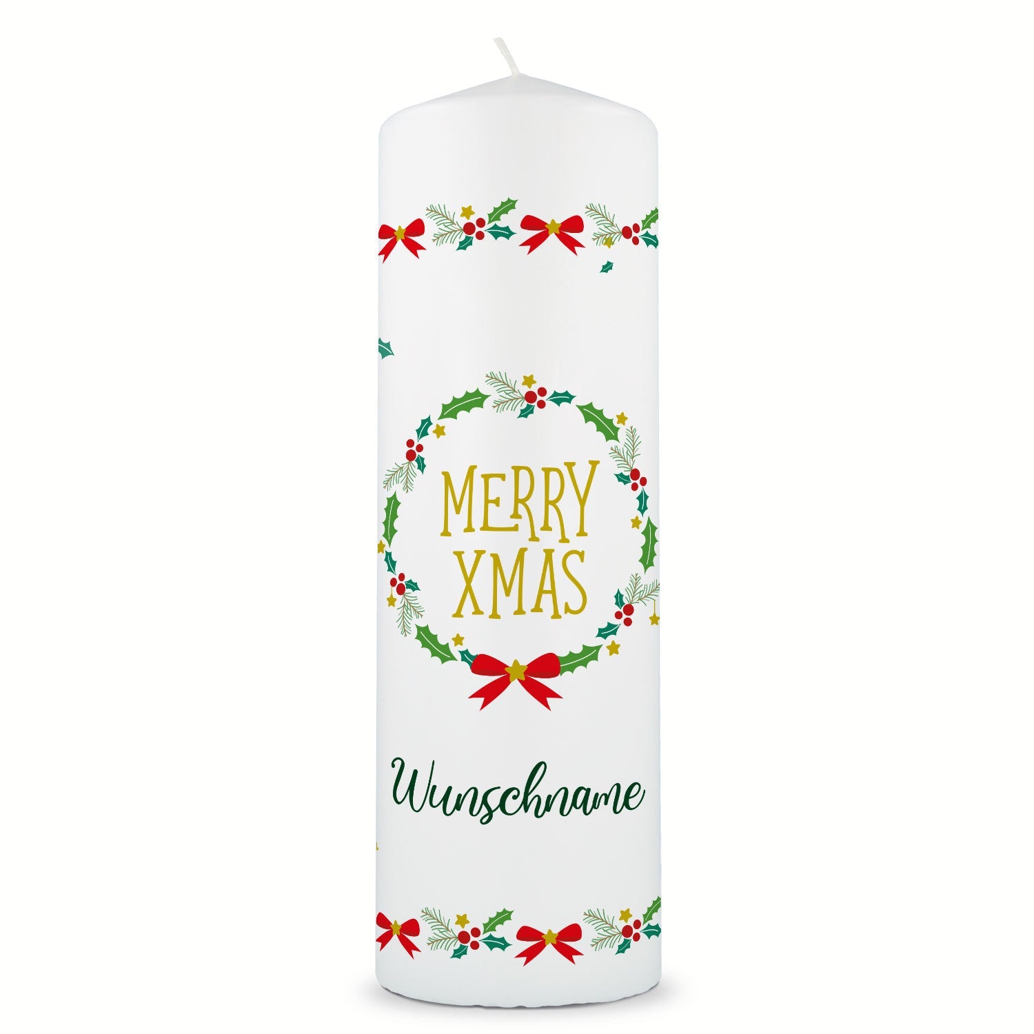 Personalisierte Weihnachtskerze Classic Merry XMas mit Name
