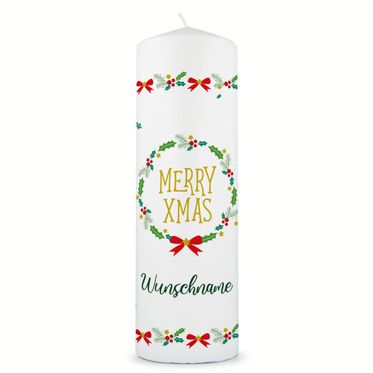Personalisierte Weihnachtskerze Classic Merry XMas mit Name
