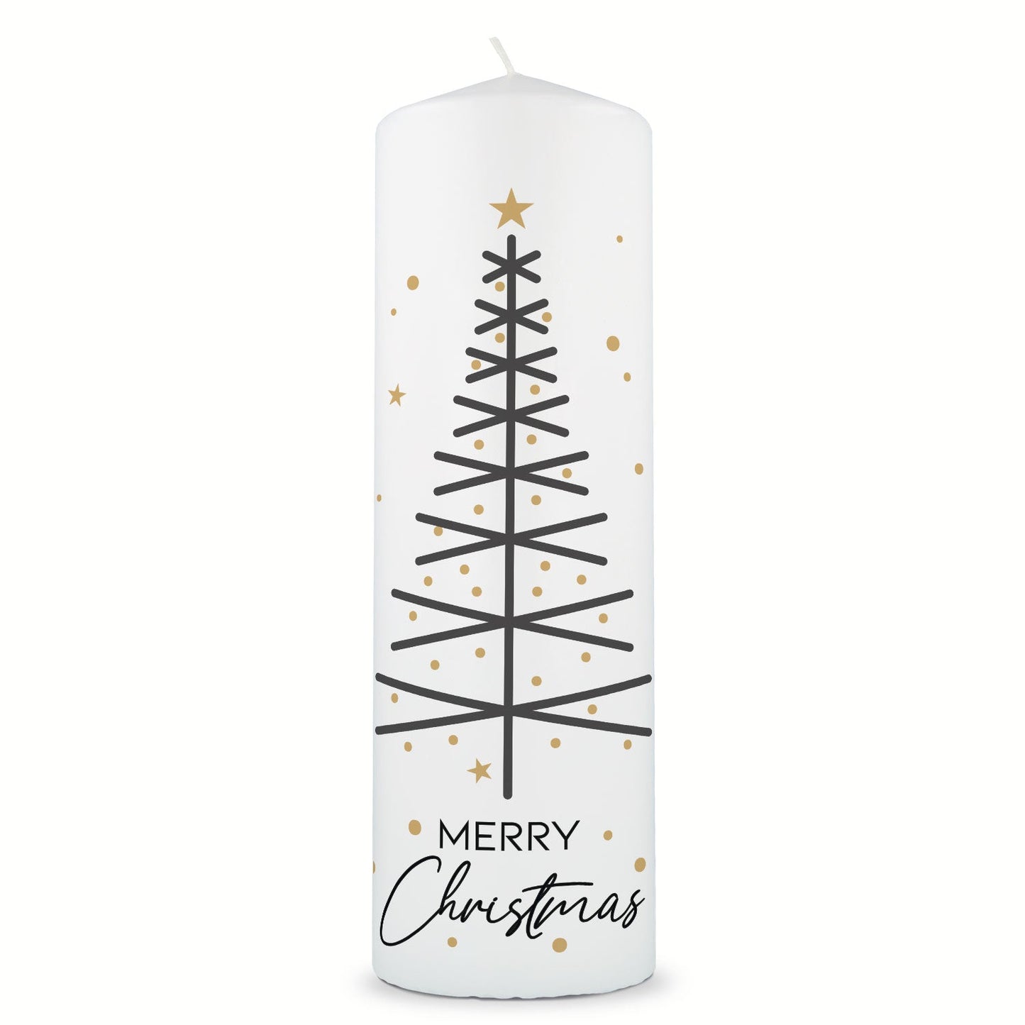 Weihnachtskerze „Tannenbaum modern“ – Frontansicht der großen Stumpenkerze