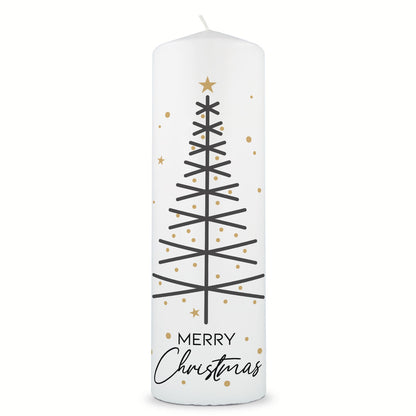 Weihnachtskerze „Tannenbaum modern“ – Frontansicht der großen Stumpenkerze