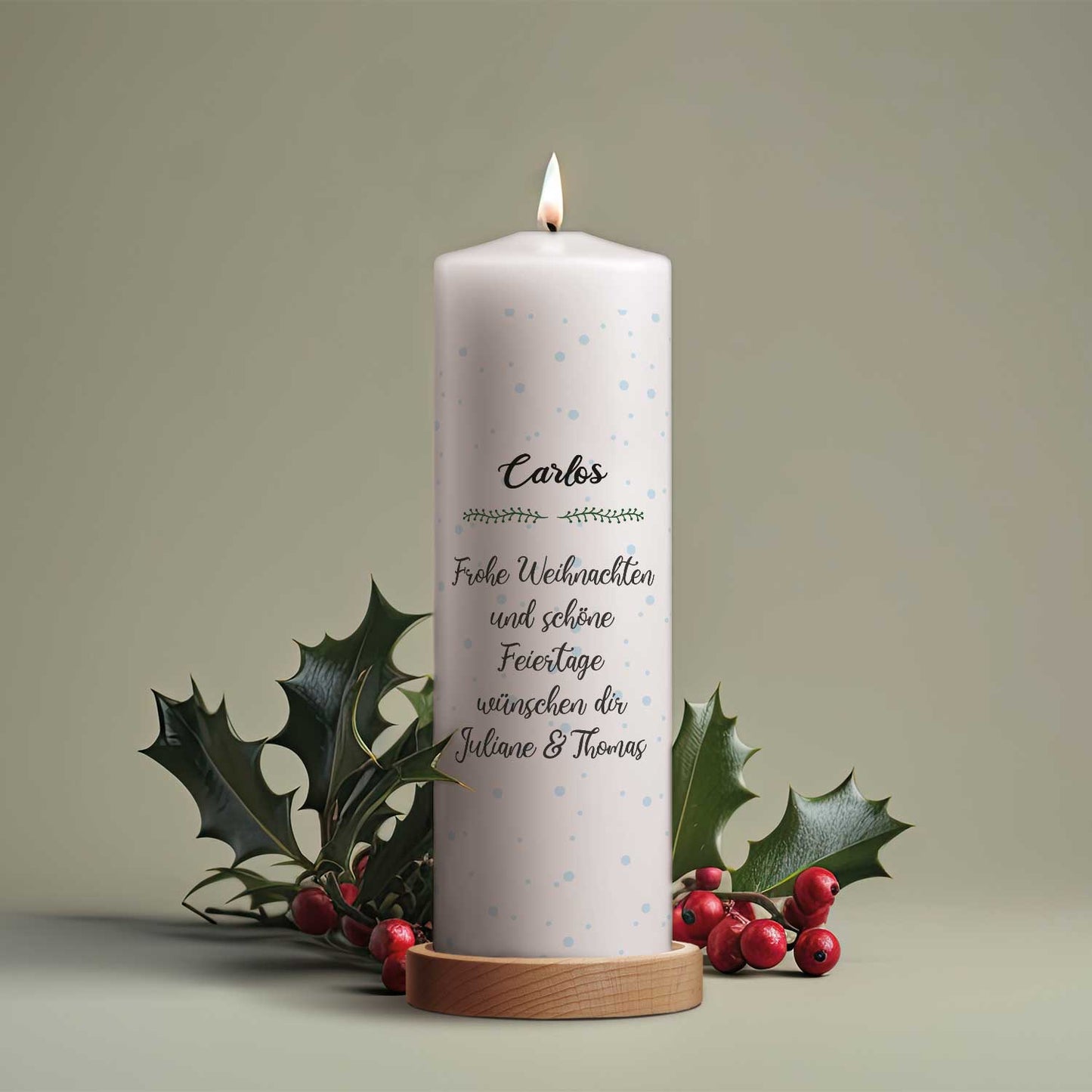 Personalisierte Weihnachtskerze „Countdown“ – Name & Wunschtext