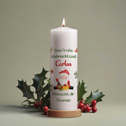 Personalisierte Weihnachtskerze „Fröhliche Weihnachten“ – mit Name