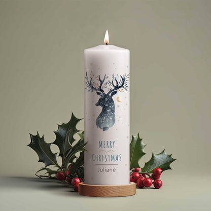 Personalisierte Weihnachtskerze „Rentier“ – 25 cm mit Name