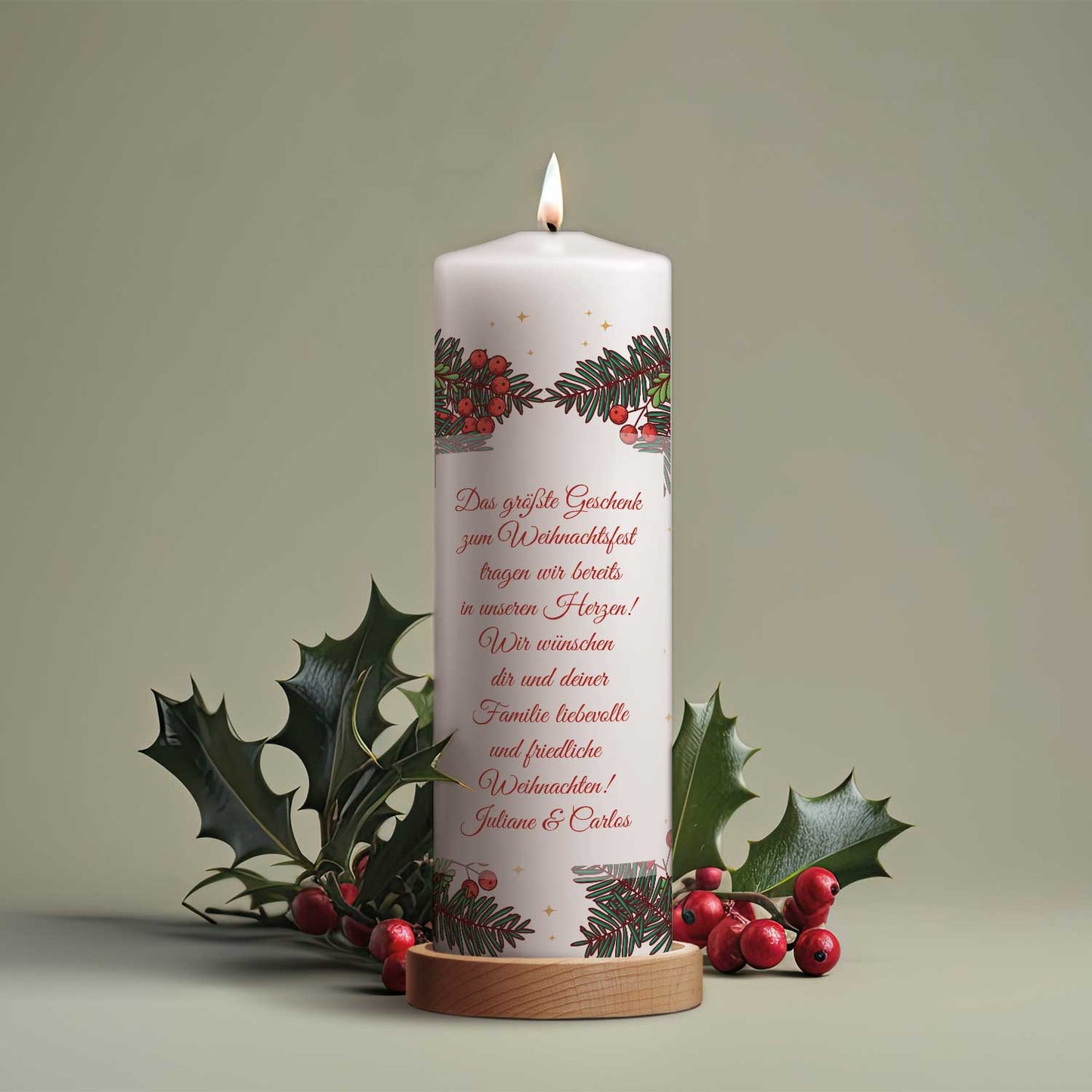 Personalisierte Weihnachtskerze „Christmas Stars“ – Name & Wunschtext